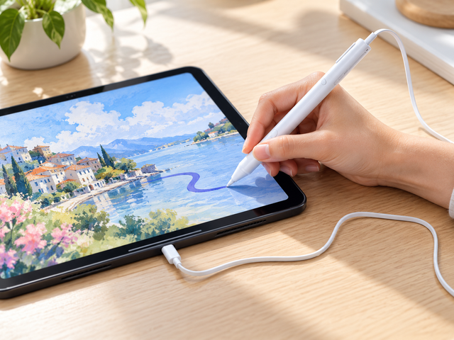 SonarPen 2の有線接続による低遅延描画イメージ